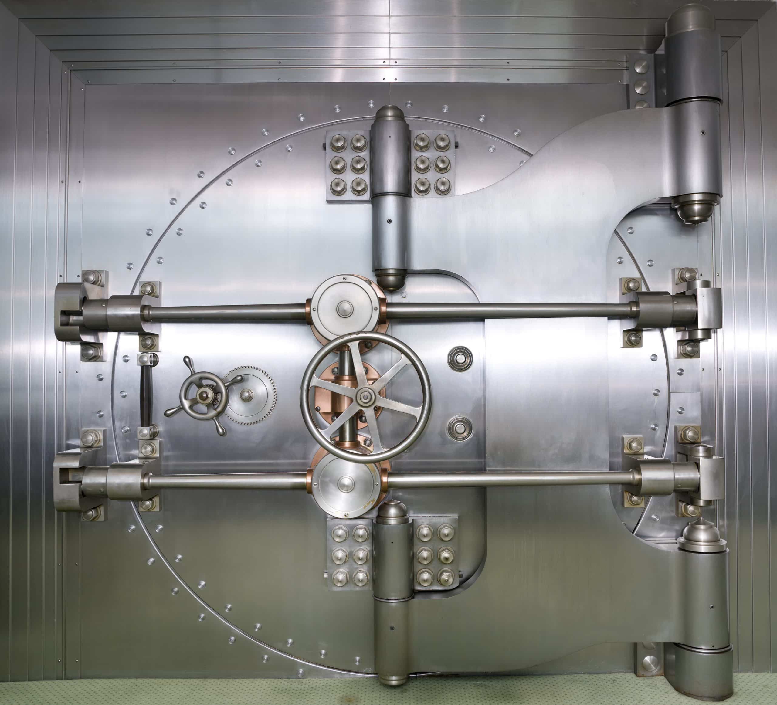 Large steel bank vault door