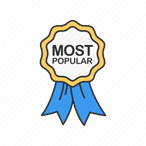 Most Popular award ribbon badge illustration