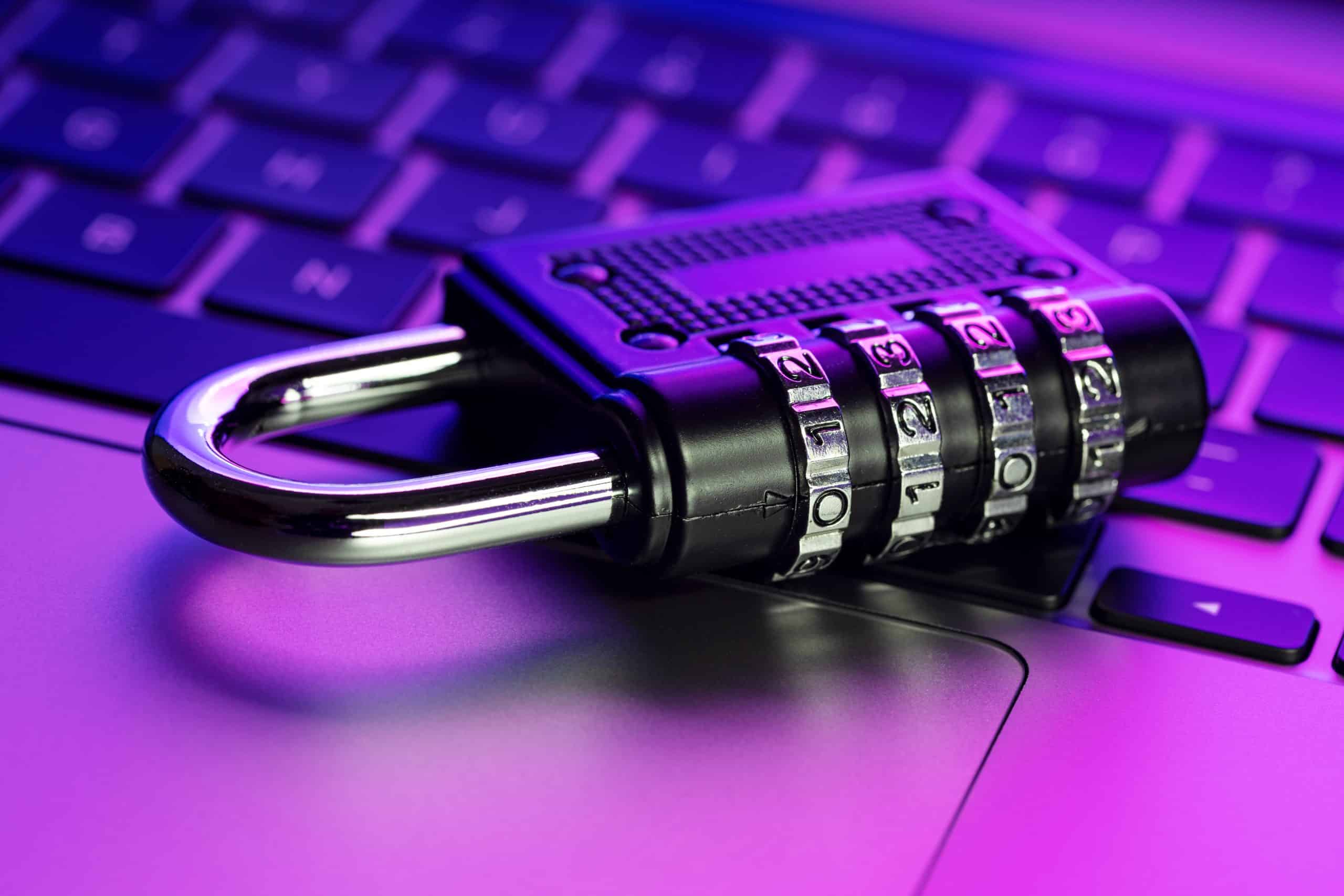 Combination lock on laptop keyboard