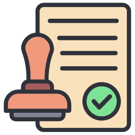 Approved stamp on document icon