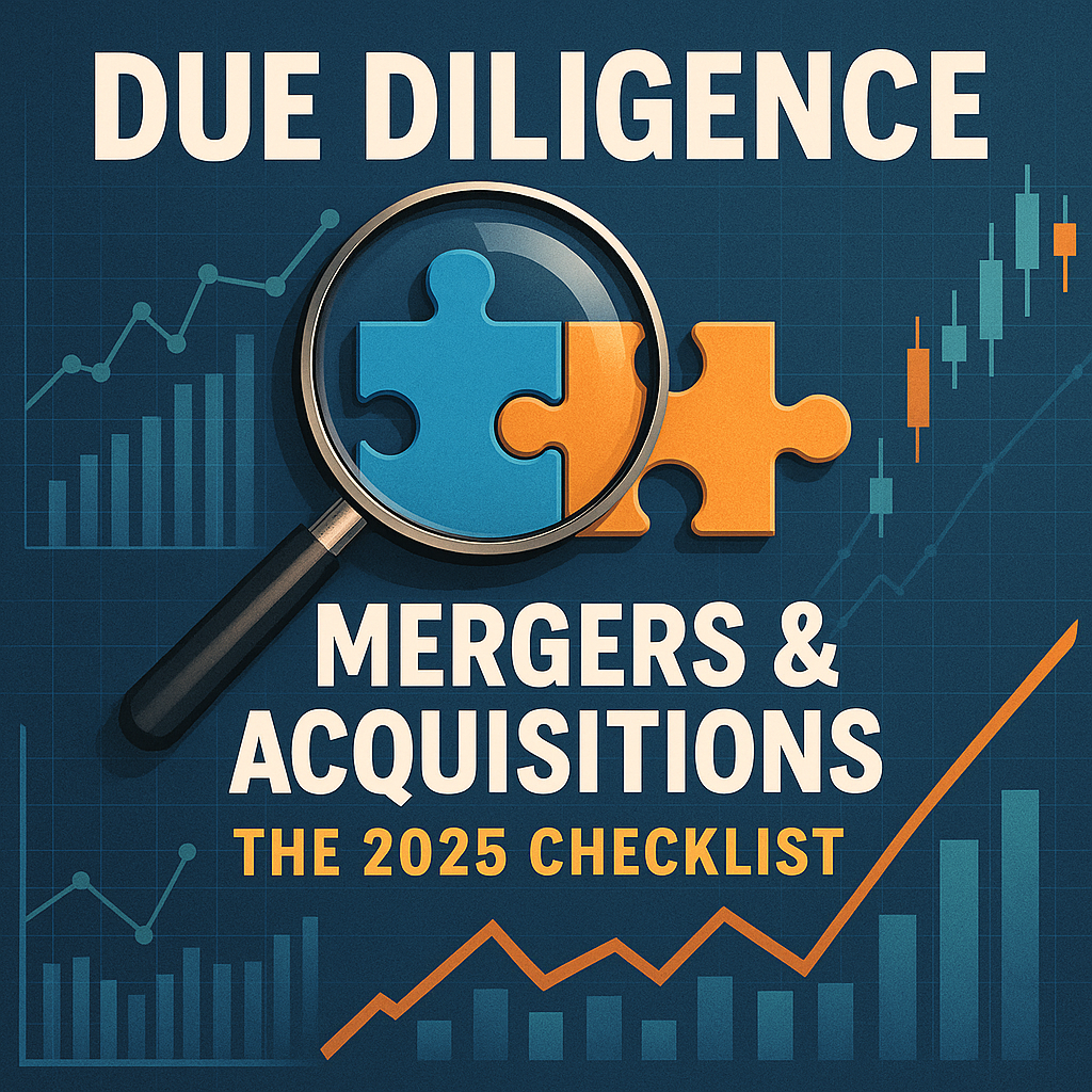 Checklist for due diligence in mergers and acquisitions.